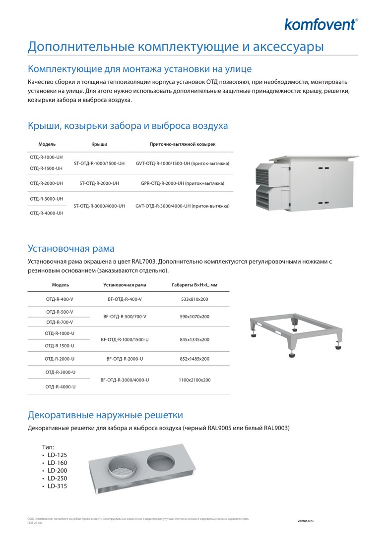 Рама монтажная Komfovent BF-ОТД-R-1000/1500-U