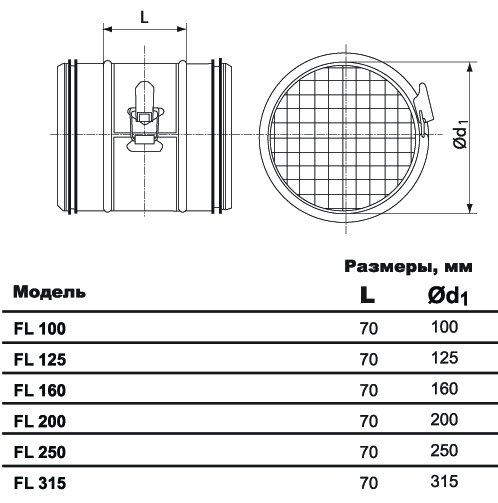 FL-100 фильтр — Габаритные размеры